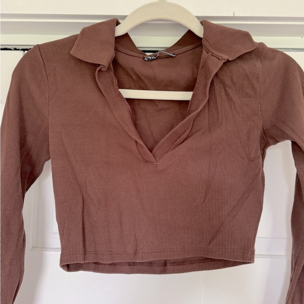 ZARA long sleeve kitted crop top